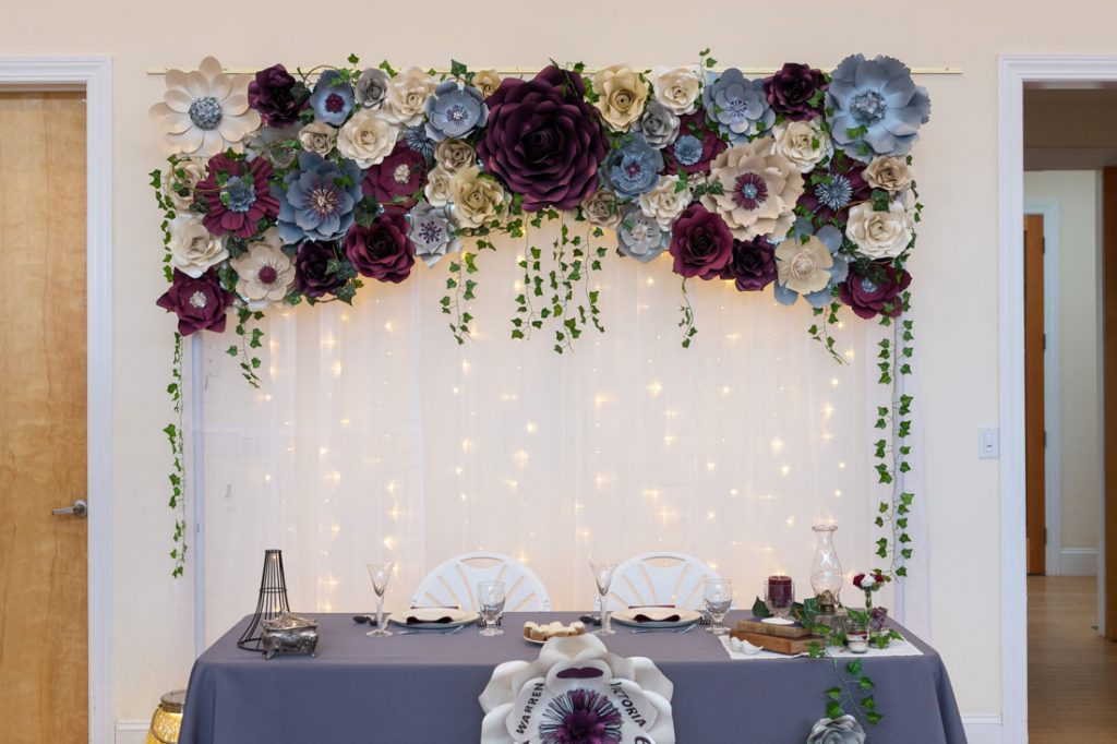 Paper Flower Backdrop - reception area