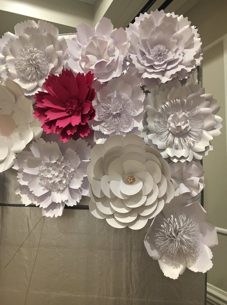 Paper Flower Backdrop assembly close up