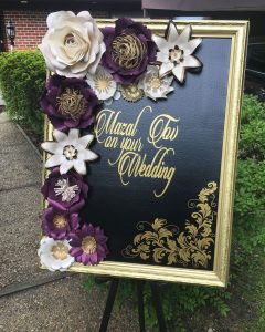 Wedding Sign with Paper Flowers